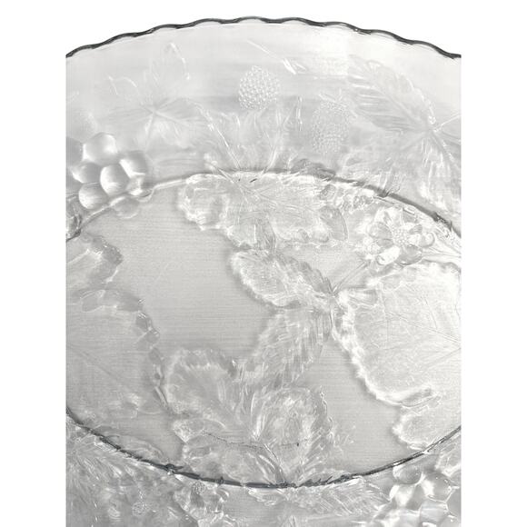 Anchor Hocking Heavy Glass Oval Embossed Grapes Leaves Berries Platter 17.75" - Picture 2 of 11